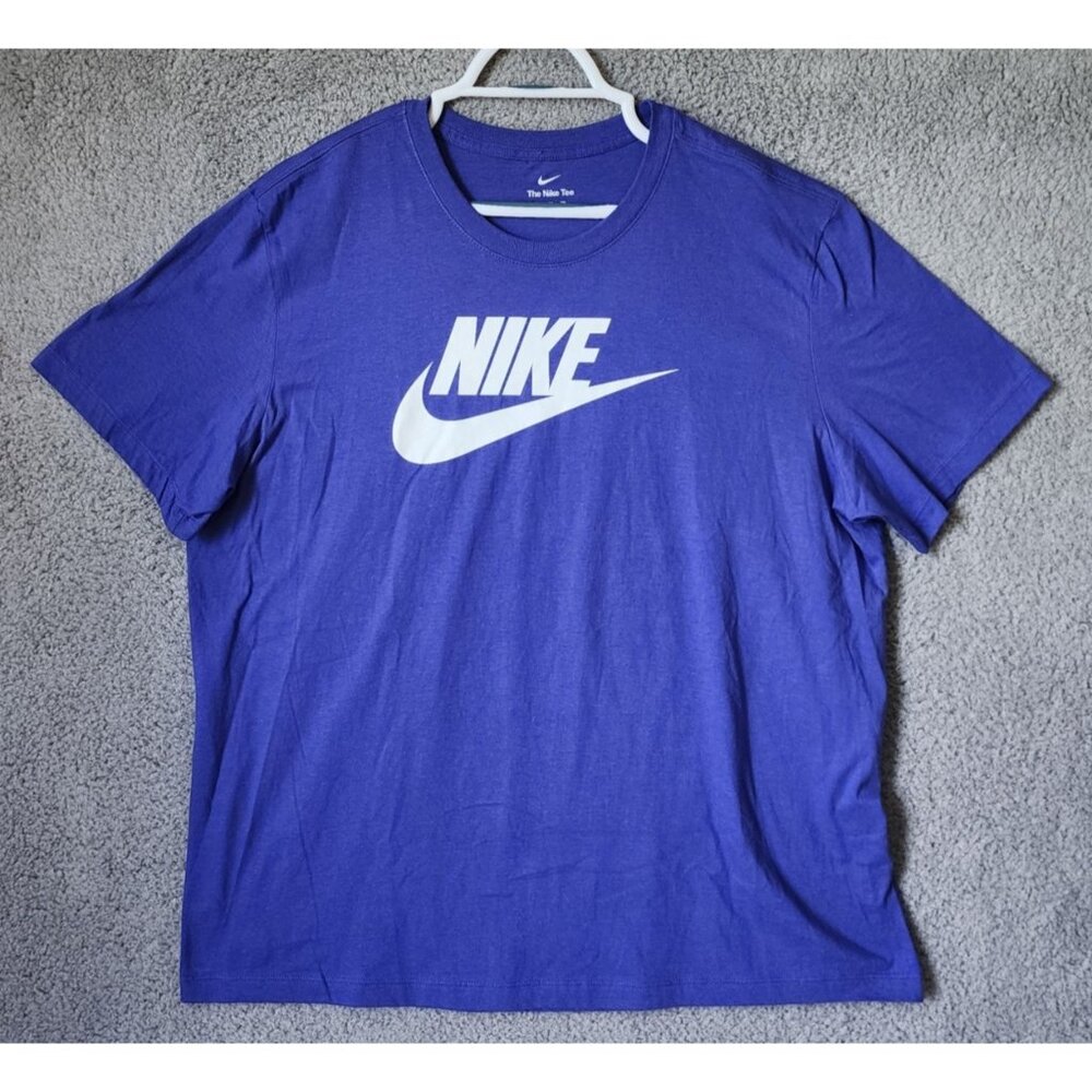 The Nike Tee Blue‎ White Swoosh Logo Graphic T Shirt Size XXL 100% Cotton